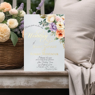 Invitation En Aluminium Monogramme de fleurs et de couronne printanière -
