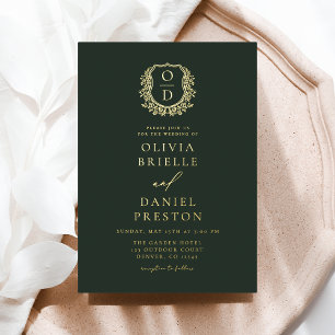 Invitation En Aluminium Monogramme de mariage avec armoiries en feuille d'