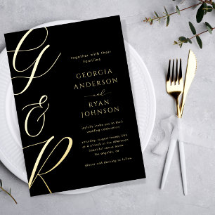 Invitation En Aluminium Monogramme de script surdimensionné Photo de maria