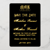 Monogramme Elegant Black and Gold Enregistrer la d