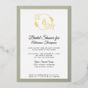 Invitation En Aluminium Monogramme Elegant Simple Bleu n Fête des mariées 