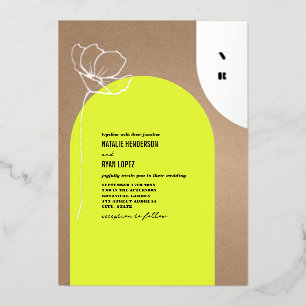 Invitation En Aluminium Monogramme floral Arch Neon