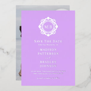 Invitation En Aluminium Monogramme Floral Orné Mariage Photo Enregistrer L