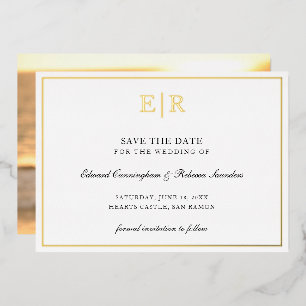 Invitation En Aluminium Monogramme Formal Photo Wedding Enregistrer La Dat