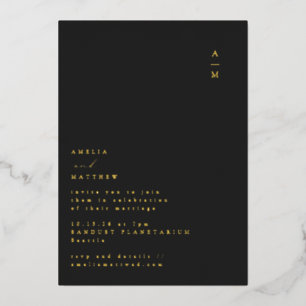 Invitation En Aluminium Monogramme minimaliste Mariage de typographie d'or