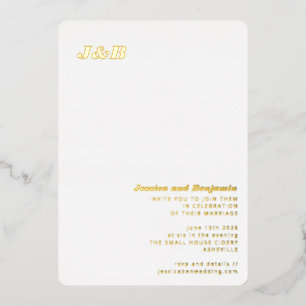 Invitation En Aluminium Monogramme minimaliste Mariage élégant Or élégant