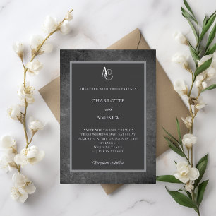 Invitation En Aluminium Monogramme moderne argent gris mariage rustique