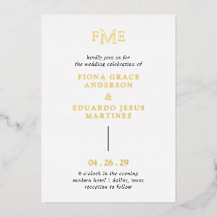 Invitation En Aluminium Monogramme moderne minimaliste contemporain en gra