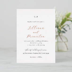 Invitation En Aluminium Monogramme noir et blanc classique Élégant mariage