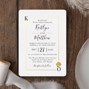 Invitation En Aluminium Monogramme Playcard Mariage Real Gold Foil