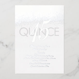 Invitation En Aluminium Monogramme Quince Pressé Parties scintillant Argen