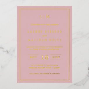 Invitation En Aluminium Monogramme rose clair simple Mariage élégant