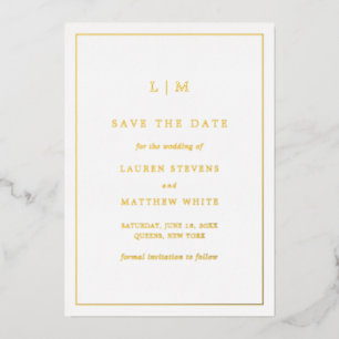 Invitation En Aluminium Monogramme simple mariage élégant Enregistrer la d