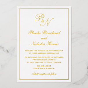 Invitation En Aluminium Monogramme traditionnel Mariage élégant