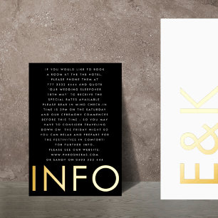 Invitation En Aluminium Monogramme ultra moderne 2 x Info Détails OR