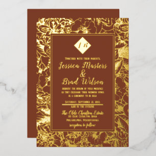 Invitation En Aluminium Monogramme vintage   Terracotta Mariage florale  O