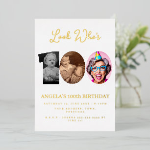 Invitation En Aluminium montage photo Fête d'anniversaire 100 ans