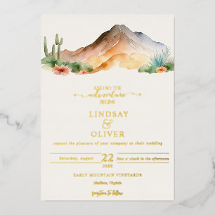 Invitation En Aluminium Montagnes Rustiques Mariage dans le Désert