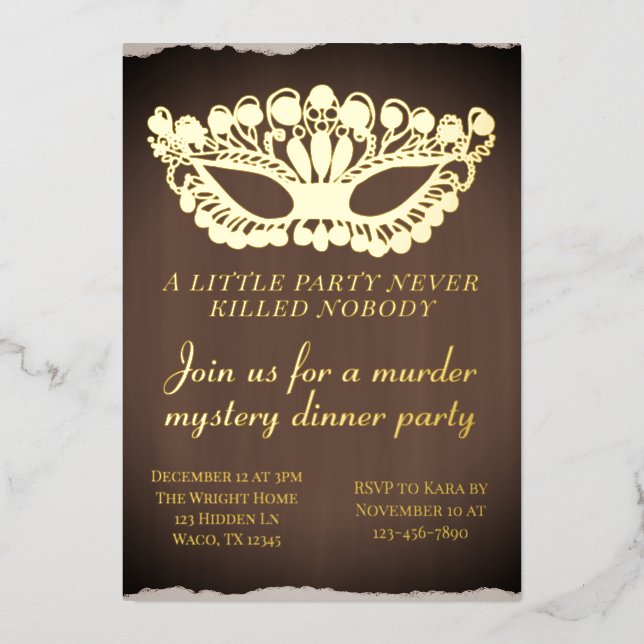 Invitation En Aluminium Moody Murder Mystery Diner Party (Recto)
