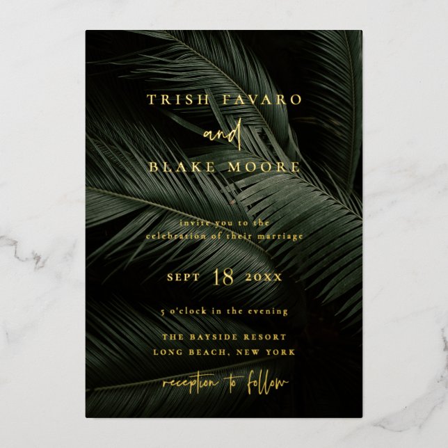 Invitation En Aluminium Moody Tropics Mariage (Recto)