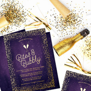 Invitation En Aluminium Morsures pourpres & Bubly Holiday Gold