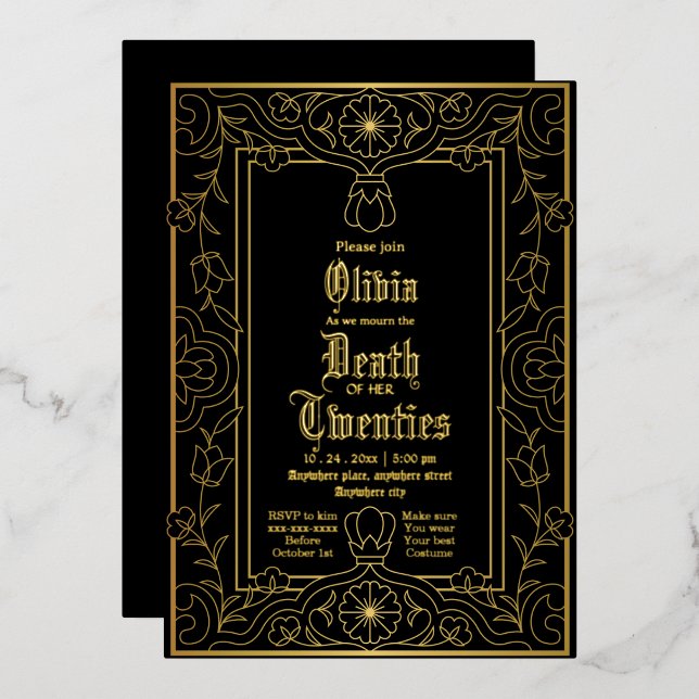 Invitation En Aluminium Mort à ma vingtaine Halloween 30e anniversaire (Recto/Verso)