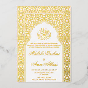 Invitation En Aluminium Mosquée blanche musulmane Mariage musulman blanc