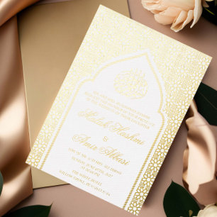 Invitation En Aluminium Mosquée d'or de luxe Mariage musulman islamique