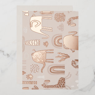 Invitation En Aluminium motif avec des éléphants et des girafes mignons