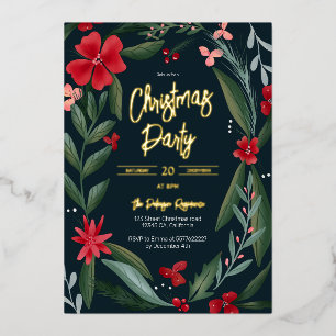 Invitation En Aluminium Motif de fleurs vert rouge Noël