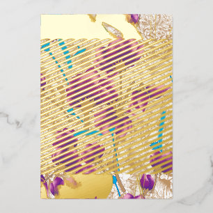 Invitation En Aluminium Motif floral vibrant avec du violet et du bleu f