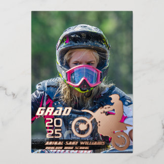 Invitation En Aluminium Motocross 2 Rose de graduation photo Gold