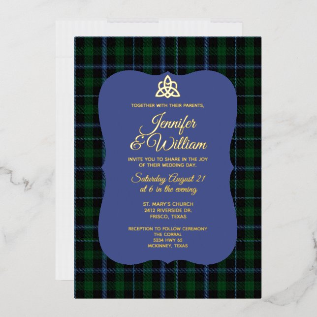 Invitation En Aluminium Murray Clan Tartan Mariage (Enveloppe)