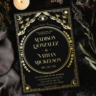 Invitation En Aluminium Mystical Elegant Gold Tarot Mariage gothique
