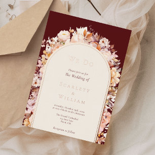 Invitation En Aluminium Nappe d'aluminium Automne Floral Bourgogne Arch No