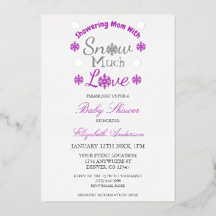 Invitation En Aluminium Neige beaucoup d'amour Hiver Flocon de neige Baby