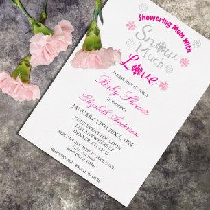 Invitation En Aluminium Neige beaucoup d'amour Hiver Flocon de neige Baby