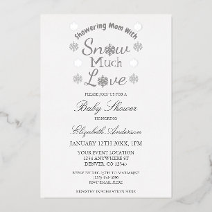 Invitation En Aluminium Neige beaucoup d'amour Hiver Flocon de neige Baby