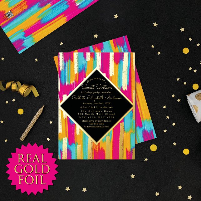 Invitation En Aluminium Neon rose Turquoise Jaune Parties scintillant or P (Créateur téléchargé)