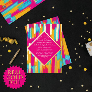 Invitation En Aluminium Neon rose Turquoise Jaune Parties scintillant or P