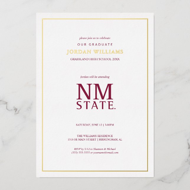 Invitation En Aluminium New Mexico State University Graduation (Recto)
