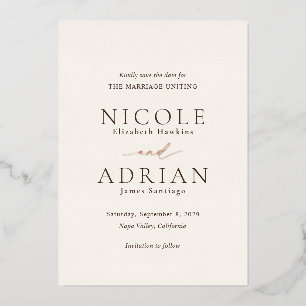 Invitation En Aluminium Nicole Ivory Elegant Wedding Enregistrer la date