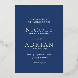 Invitation En Aluminium Nicole Royal Blue Mariage élégant Enregistrer la d