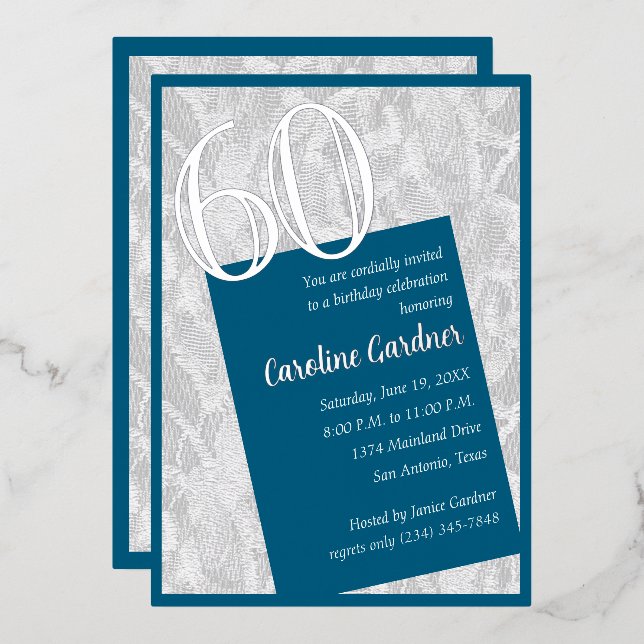 Invitation En Aluminium N'importe quel numéro Anniversaire N'importe quell (Recto/Verso)