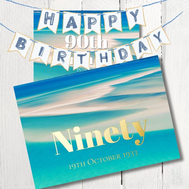 Invitation En Aluminium Ninetieth 90e Hommes Anniversaire Ocean Beach (Créateur téléchargé)