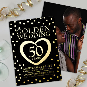 Invitation En Aluminium Noces d'or 50ème anniversaire de mariage fête noir