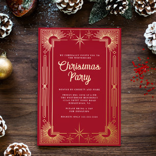 Invitation En Aluminium Noël Art déco étoile