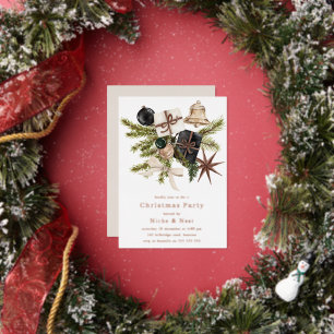 Invitation En Aluminium Noël Élégant Boho Entreprise Rose Gold