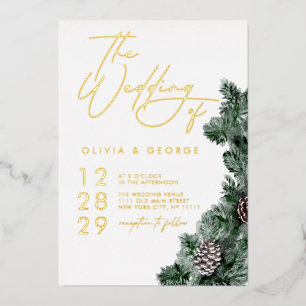 Invitation En Aluminium Noël Épines de pin Mariage Fêtes d'hiver