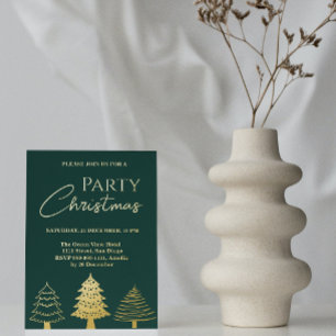 Invitation En Aluminium Noël Gold Green Trees Moderne